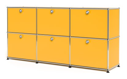 USM Haller Sideboard 50, individualisierbar, Goldgelb RAL 1004, Mit 3 Klappen, Mit 3 Klappen