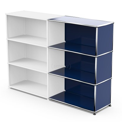 USM Haller Anbaupaket Horizontal 3, Stahlblau RAL 5011, 35 cm