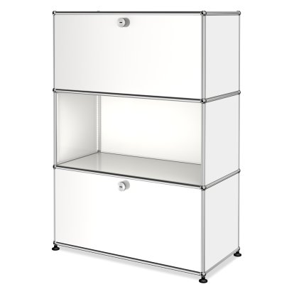 USM Haller Highboard M, individualisierbar, Reinweiß RAL 9010, Mit Klappe, Offen, Mit Klappe
