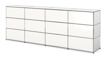 USM Haller Theke Typ 1, Reinweiß RAL 9010, 300 cm (4 Elemente), 50 cm