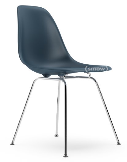 Eames Plastic Side Chair RE DSX, Meerblau, Ohne Polsterung, Ohne Polsterung, Standardhöhe - 43 cm, Verchromt