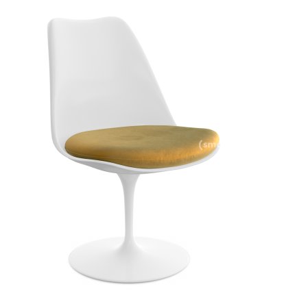 Saarinen Tulip Stuhl, drehbar, Sitzkissen, weiß, Gold (Eva 154)