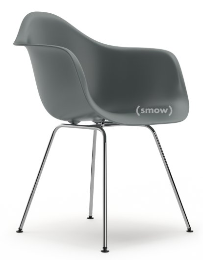 Eames Plastic Armchair RE DAX, Granitgrau, Ohne Polsterung, Ohne Polsterung, Standardhöhe - 43 cm, Verchromt