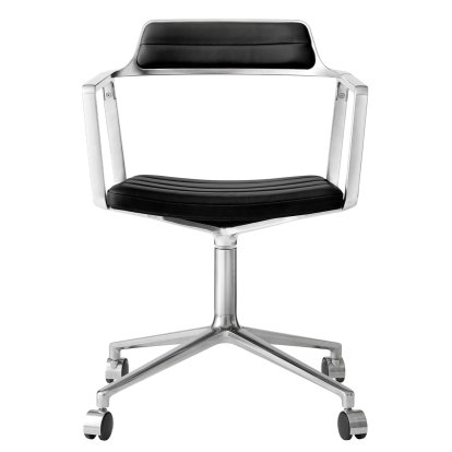 Swivel 452 Drehstuhl, Poliert, Rollfuß, Leder schwarz
