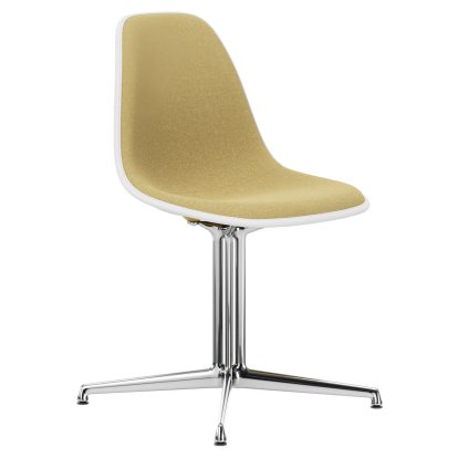 Eames Plastic Side Chair DSL, Senf, Mit Vollpolsterung, Senf / elfenbein, Aluminium poliert