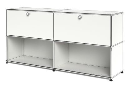 USM Haller Sideboard L, individualisierbar, Reinweiß RAL 9010, Mit 2 Klappen, Offen
