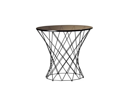 Oota Couchtisch, H 47 x ø 52 cm, Glas braun getönt, Matt-pulverbeschichtet schwarz