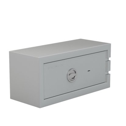 Balzsafe CONNECT Tresor für USM Haller Regale, 75 cm x 35 cm x 35 cm, Mattsilber RAL 9006, Schlüsselschloss