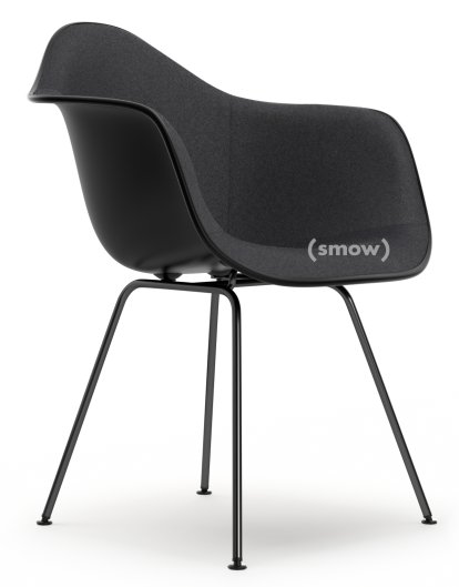 Eames Plastic Armchair RE DAX, Tiefschwarz, Mit Vollpolsterung, Dunkelgrau, Standardhöhe - 43 cm, Beschichtet basic dark