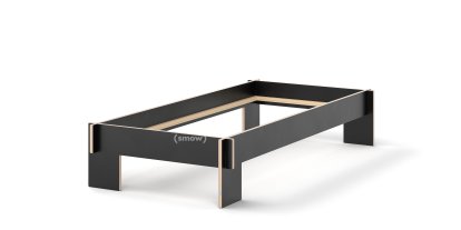 Siebenschläfer Bett, 90 x 200 cm, Ohne Kopfteil, Schwarz, Ohne Lattenrost