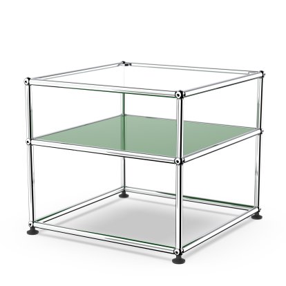 USM Haller Beistelltisch Typ 2, Glas, USM grün