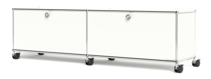 USM Haller TV-/HiFi-Lowboard, individualisierbar, Reinweiß RAL 9010, Mit 2 Klappen, Ohne Kabeldurchlass