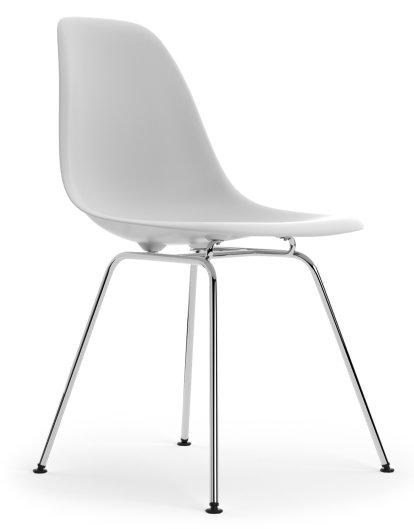 Eames Plastic Side Chair RE DSX, Cotton white, Ohne Polsterung, Ohne Polsterung, Standardhöhe - 43 cm, Verchromt