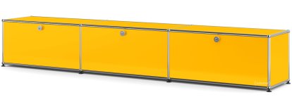 USM Haller Lowboard XL, individualisierbar, Goldgelb RAL 1004, Mit 3 Klappen, 35 cm