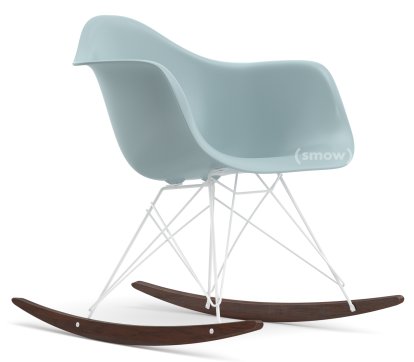 Eames Plastic Armchair RE RAR, Eisgrau, Beschichtet weiß, Ahorn dunkel