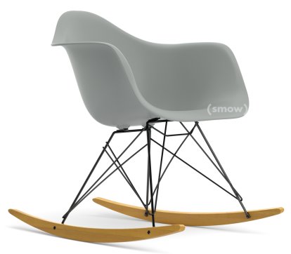 Eames Plastic Armchair RE RAR, Hellgrau, Beschichtet basic dark, Ahorn gelblich