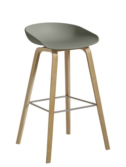 About A Stool AAS 32 Barhocker, Barvariante: Sitzhöhe 74 cm, Eiche geseift, Dusty green