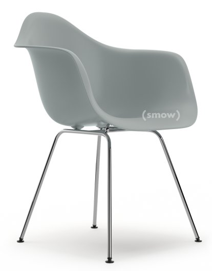 Eames Plastic Armchair RE DAX, Hellgrau, Ohne Polsterung, Ohne Polsterung, Standardhöhe - 43 cm, Verchromt