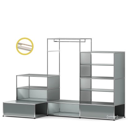 USM Haller E Garderobe XL mit Beleuchtung, Mittelgrau RAL 7005