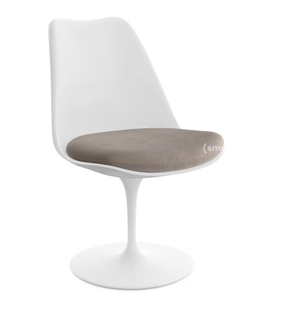 Saarinen Tulip Stuhl, nicht drehbar, Sitzkissen, weiß, Beige (Eva 177)