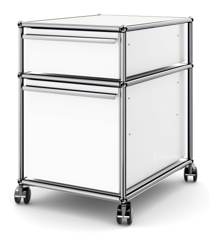 USM Haller Rollcontainer mit Hängeregistratur, Kein Schloss, Reinweiß RAL 9010