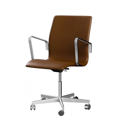 Oxford Bürodrehstuhl, Mit Armlehnen, Niedriger Rücken, Rollfuß, Softleder, Walnut