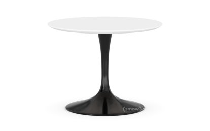 Saarinen Couchtisch rund, klein (Höhe 36/37 cm, ø 51 cm), schwarz, Laminat weiß