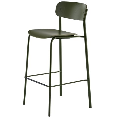 S 243 H Barhocker, Olivgrün (RAL 6003), Buche gebeizt olivgrün (RAL 6003)
