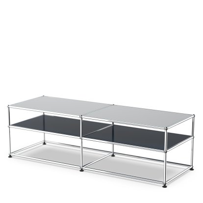 USM Haller Beistelltisch Typ 1, Lackiertes Glas, Stahlblau RAL 5011