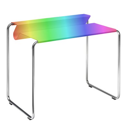 PS07 Sekretär, Wunschfarbe (RAL Perl), Ohne Schreibtischunterlage, verchromt