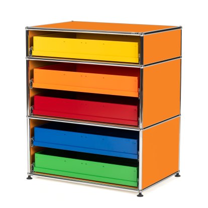 USM Haller Kinder Highboard M mit Schubladen, Reinorange RAL 2004
