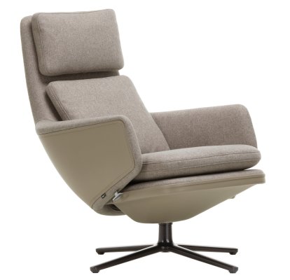 Grand Relax Loungesessel, Ohne Ottoman, Stoff Cosy, fossil / Leder Forte, sand, Basic dark, 46,5 cm