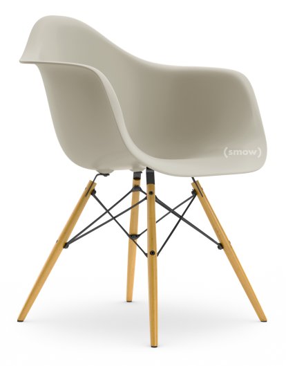 Eames Plastic Armchair RE DAW, Kieselstein, Ohne Polsterung, Ohne Polsterung, Standardhöhe - 43 cm, Ahorn gelblich