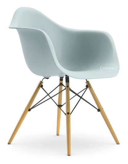 Eames Plastic Armchair RE DAW, Eisgrau, Ohne Polsterung, Ohne Polsterung, Standardhöhe - 43 cm, Esche honigfarben