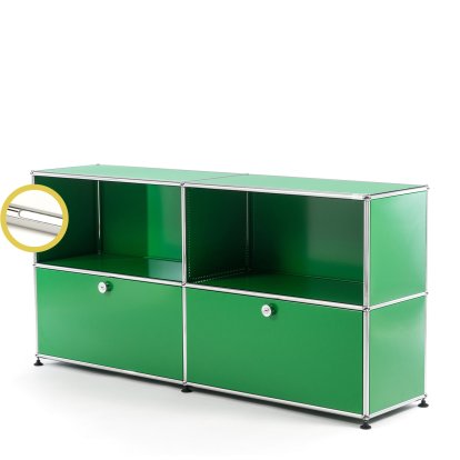 USM Haller E Sideboard L mit Fachbeleuchtung, USM grün, Kaltweiß