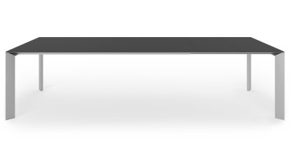 Nori Esstisch, Laminat schwarz, L 209-303 x B 100 cm, Aluminium eloxiert