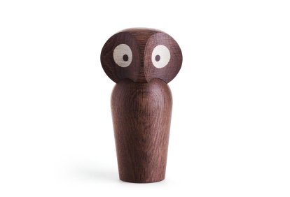 Owl Holzfigur, Groß (H 17 cm), Eiche geräuchert