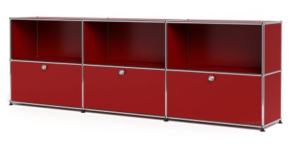 USM Haller Sideboard XL, individualisierbar, USM rubinrot, Offen, Mit 3 Klappen