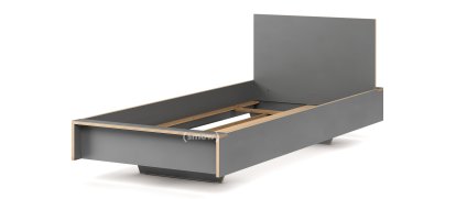 Flai Bett, 90 x 200, Mit Kopfteil, CPL anthrazit, Ohne Lattenrost