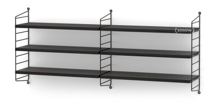 String System Wandregal M, 20 cm, Schwarz, Eschefurnier schwarz