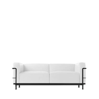 3 Fauteuil Grand Confort, grand modèle, deux places, Schwarz matt lackiert, Leder Scozia, Weiß