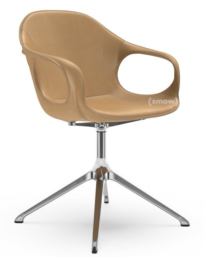 Elephant Drehgestell, Leder cognac, Aluminium glänzend
