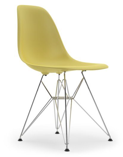 Eames Plastic Side Chair RE DSR, Citron, Ohne Polsterung, Ohne Polsterung, Standardhöhe - 43 cm, Verchromt