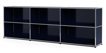 USM Haller Sideboard XL, individualisierbar, Stahlblau RAL 5011, Offen, Offen