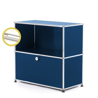 USM Haller E Sideboard M mit Fachbeleuchtung, Stahlblau RAL 5011, Kaltweiß