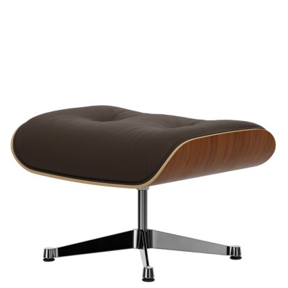 Eames Lounge Chair Ottoman, Nussbaum natur, Leder Premium F kastanie, Aluminium poliert