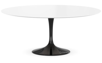 Saarinen Couchtisch rund, groß (Höhe 38/39 cm, ø 91 cm), schwarz, Laminat weiß