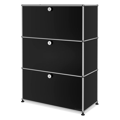 USM Haller Highboard M, individualisierbar, Graphitschwarz RAL 9011, Mit Klappe, Mit Klappe, Mit Klappe