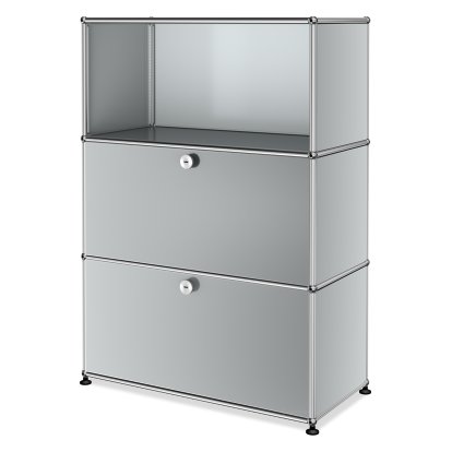USM Haller Highboard M, individualisierbar, Lichtgrau RAL 7035, Offen, Mit Klappe, Mit Klappe