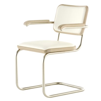JS . Thonet - S 64 P/V Nordic Freischwinger, Nordic 03 - Leder, alabaster white